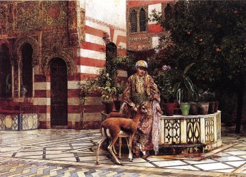 Niña en un patio árabe El árabe Edwin Lord Weeks Pinturas al óleo